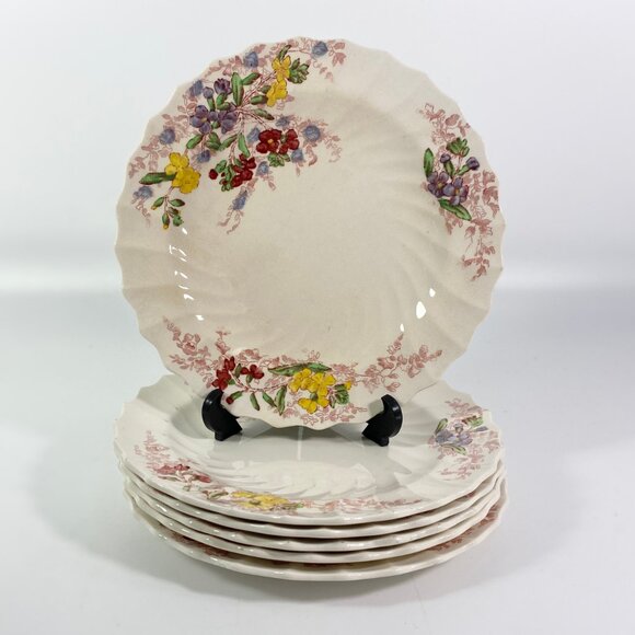 6 Bread and Butter Plates Vintage Spode FAIRY DELL Copeland England Floral Core - Picture 3 of 5